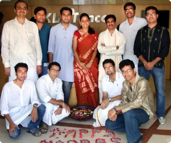 KLA India employees dress in traditional clothing to celebrate Madras Day.