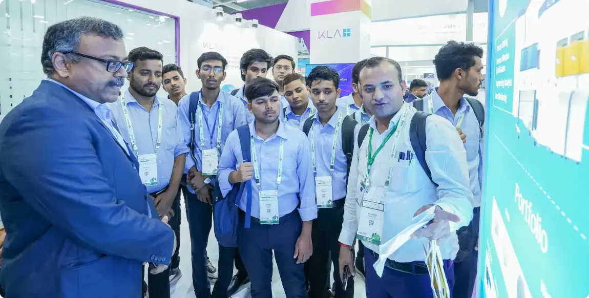 SEMICON India attendees reconnect, share ideas and learn about product solutions at KLA'S booth.